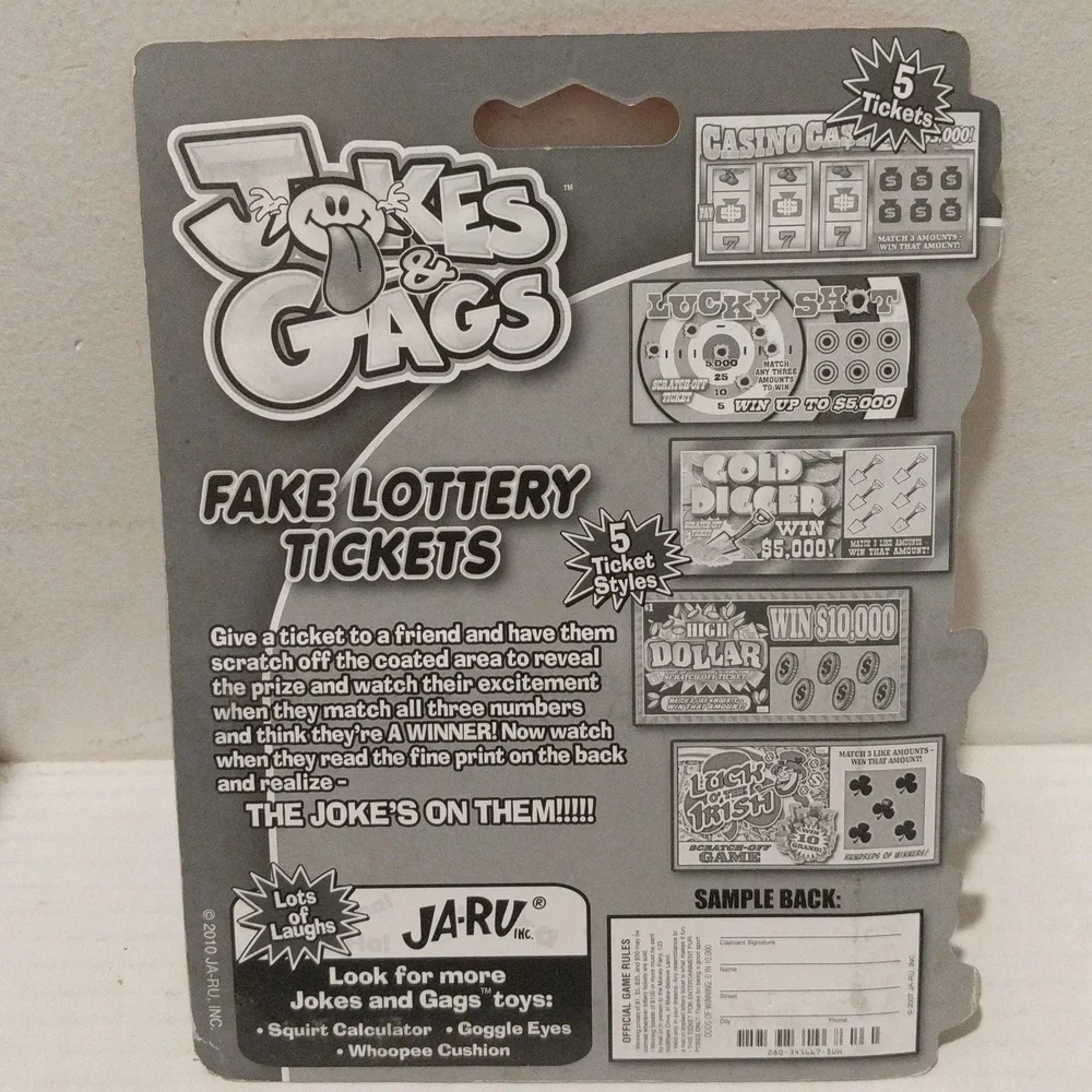 3/$20.00 JOKES & GAGS 5 FAKE WINNING LOTTERY TICKETS PRANK TICKETS 🆕